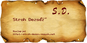 Stroh Dezső névjegykártya